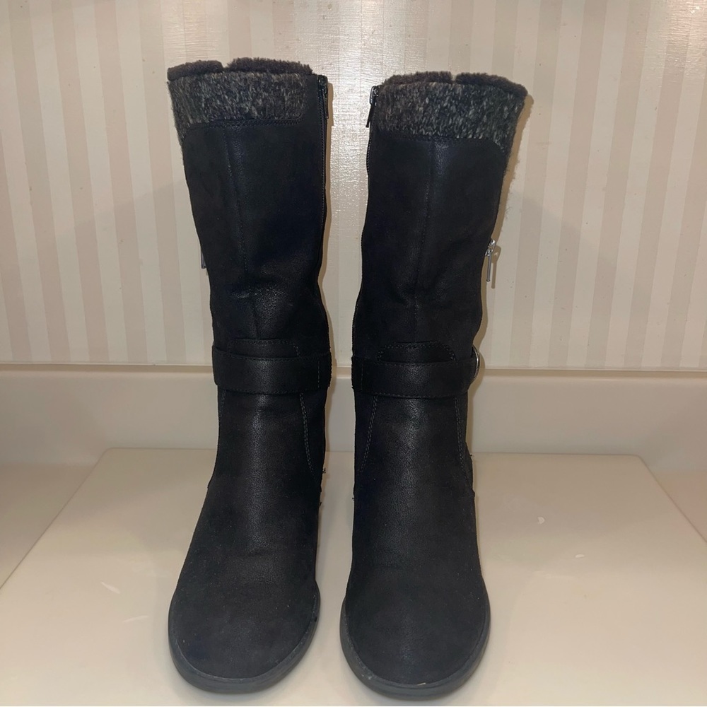 BARE TRAPS Womens Willow Black Heeled Riding Boots Round Toe Stacked Heel - Picture 7 of 16